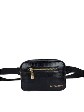 Tutts Mccoy Geniune Leather / Black Croc-Embossed Leather Belt Bag / Fannie Pack